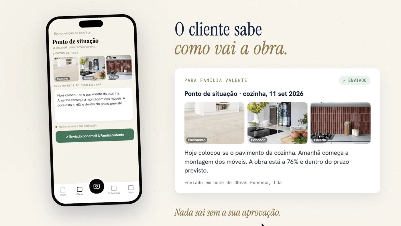 Ponto de situação enviado ao cliente
